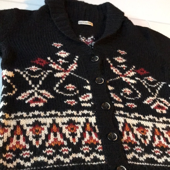 ULLA JOHNSON Fair Isle Alpaca V-neck Cardigan Sweater - Picture 7 of 12